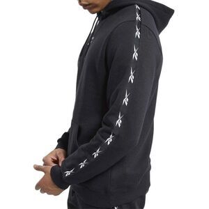Men’s Reebok Black Pullover Hoodie with Logos and Kangaroo Pocket (Medium)
